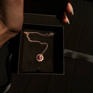 Gold Floral Alexandrite Pendant Necklace